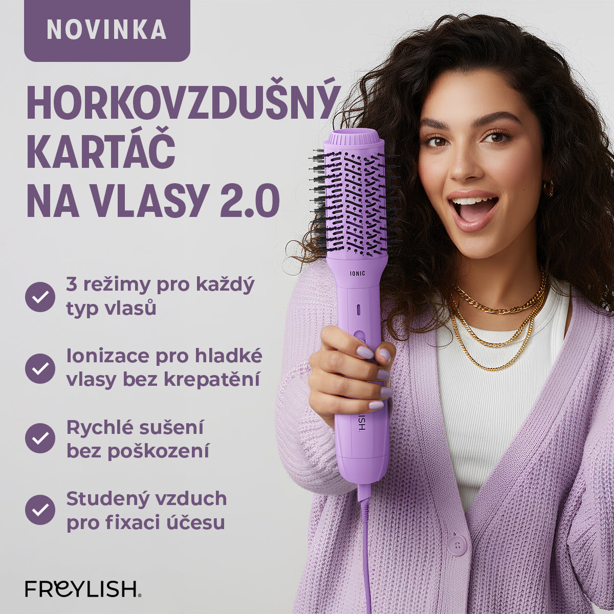 LILA Horkovzdušný kartáč na vlasy
