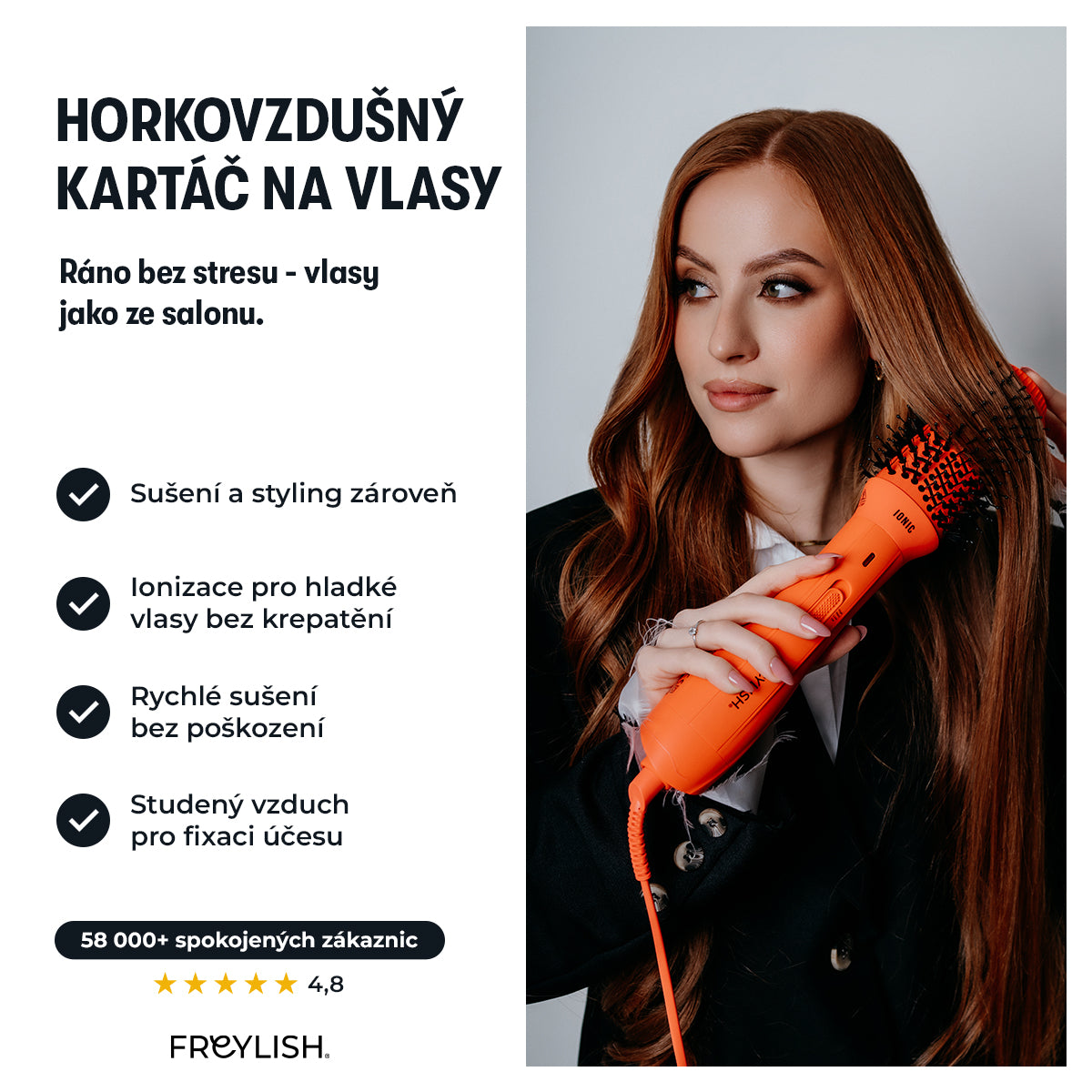 Trojkulma na velké vlny 32MM + Horkovzdušný kartáč