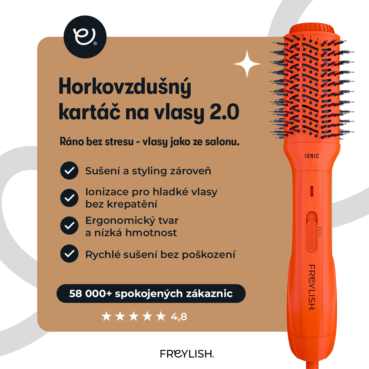 Trojkulma na velké vlny 32MM + Horkovzdušný kartáč